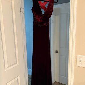 Revelry Deep Red Backless Gown